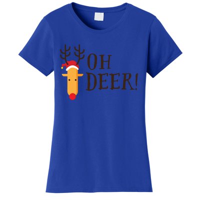 Funny Oh Deer Christmas Pun Reindeer Antler Xmas Gag Funny Gift Women's T-Shirt