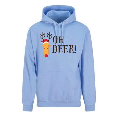 Funny Oh Deer Christmas Pun Reindeer Antler Xmas Gag Funny Gift Unisex Surf Hoodie