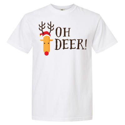 Funny Oh Deer Christmas Pun Reindeer Antler Xmas Gag Funny Gift Garment-Dyed Heavyweight T-Shirt