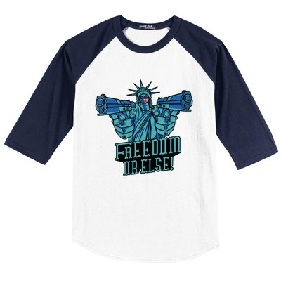 Freedom Or Else Statue Of Liberty Dual Guns Baseball Sleeve Shirt