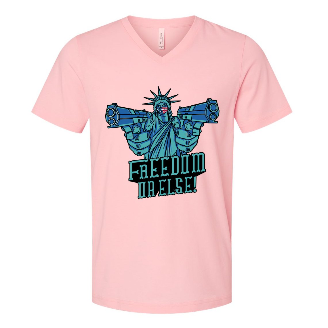 Freedom Or Else Statue Of Liberty Dual Guns V-Neck T-Shirt