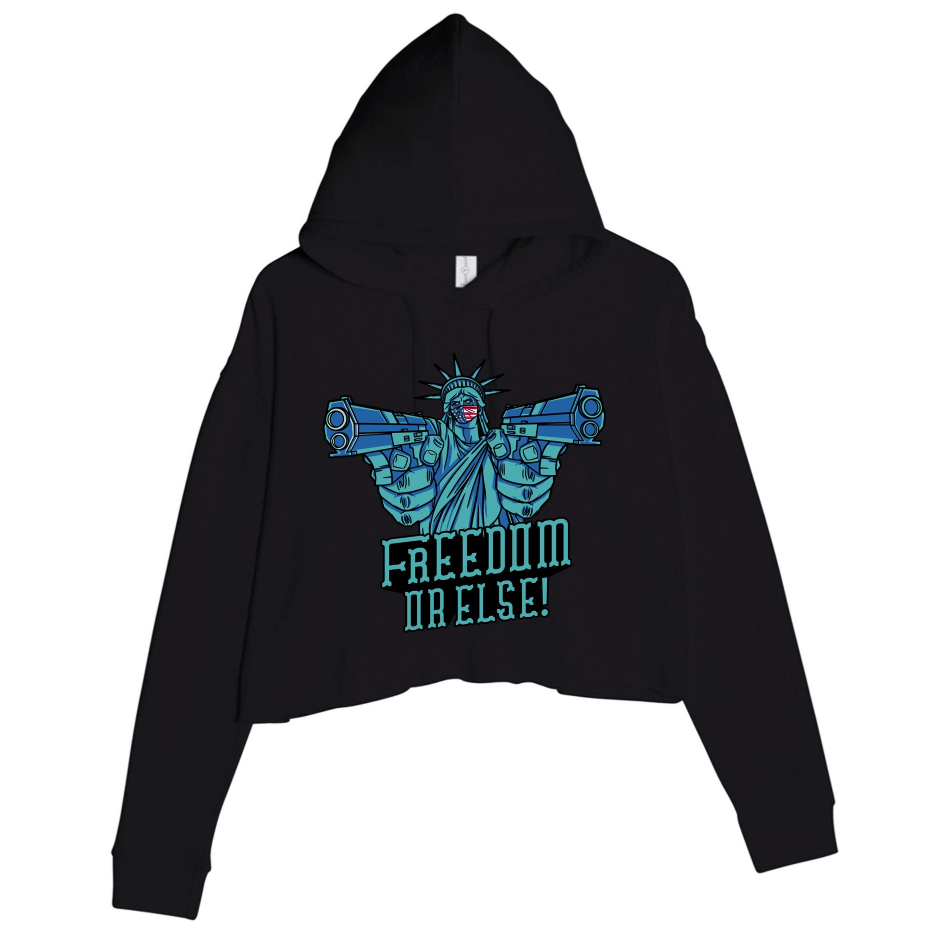 Freedom Or Else Statue Of Liberty Crop Fleece Hoodie