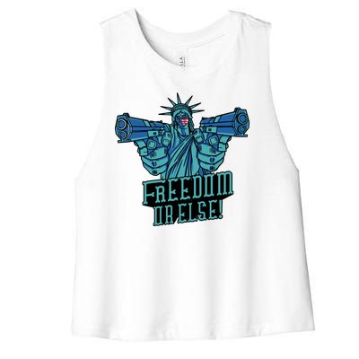 Freedom Or Else Statue Of Liberty Women's Racerback Cropped Tank