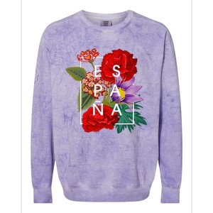 Flowers Of EspañA Spain Word Art Spanish Pride Colorblast Crewneck Sweatshirt