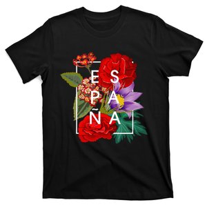 Flowers Of EspañA Spain Word Art Spanish Pride T-Shirt