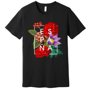 Flowers Of EspañA Spain Word Art Spanish Pride Premium T-Shirt