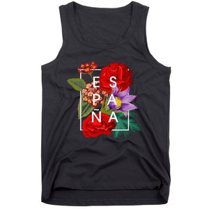 Flowers Of EspañA Spain Word Art Spanish Pride Tank Top