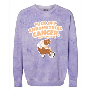 Fuck Off Endometrial Cancer Bear Gift Colorblast Crewneck Sweatshirt