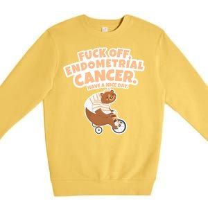 Fuck Off Endometrial Cancer Bear Gift Premium Crewneck Sweatshirt