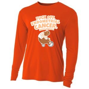 Fuck Off Endometrial Cancer Bear Gift Cooling Performance Long Sleeve Crew