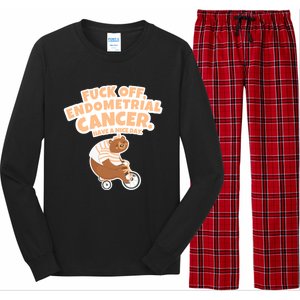 Fuck Off Endometrial Cancer Bear Gift Long Sleeve Pajama Set