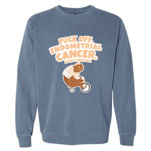 Fuck Off Endometrial Cancer Bear Gift Garment-Dyed Sweatshirt