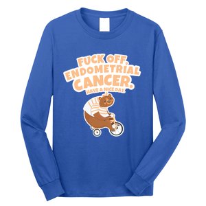 Fuck Off Endometrial Cancer Bear Gift Long Sleeve Shirt