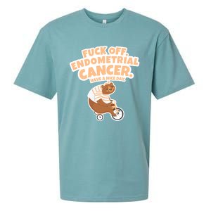 Fuck Off Endometrial Cancer Bear Gift Sueded Cloud Jersey T-Shirt