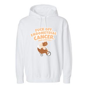 Fuck Off Endometrial Cancer Bear Gift Garment-Dyed Fleece Hoodie