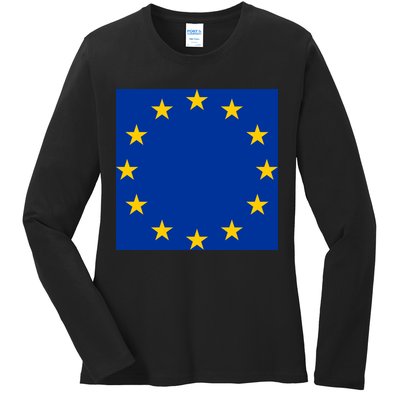 Flag Of Europe Ladies Long Sleeve Shirt