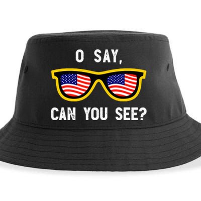 Funny Optician Eye Doctor 4th July Pun Fourth July Sustainable Bucket Hat