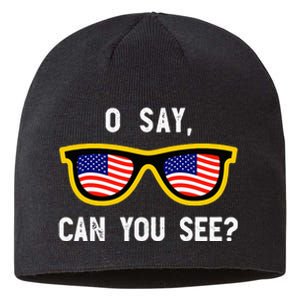 Funny Optician Eye Doctor 4th July Pun Fourth July Sustainable Beanie