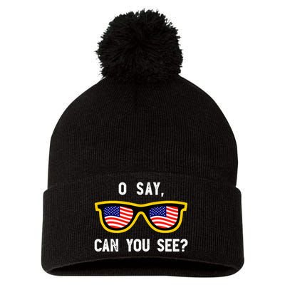 Funny Optician Eye Doctor 4th July Pun Fourth July Pom Pom 12in Knit Beanie