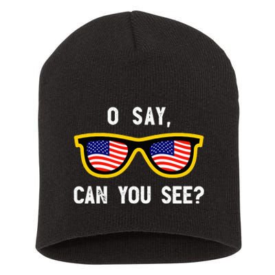 Funny Optician Eye Doctor 4th July Pun Fourth July Short Acrylic Beanie