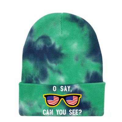 Funny Optician Eye Doctor 4th July Pun Fourth July Tie Dye 12in Knit Beanie