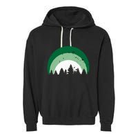 Forest Of Evergreen Tree Silhouette Distressed Trees Lover Garment-Dyed Fleece Hoodie