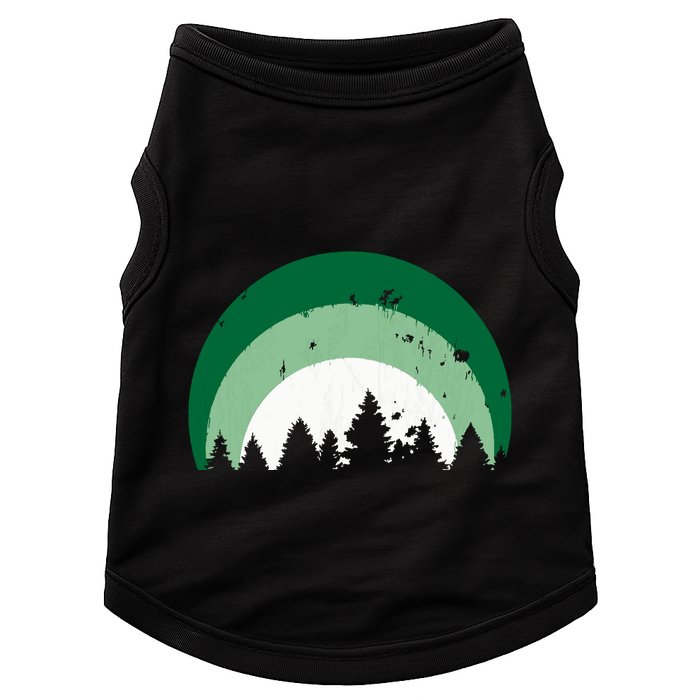 Forest Of Evergreen Tree Silhouette Distressed Trees Lover Doggie Tank