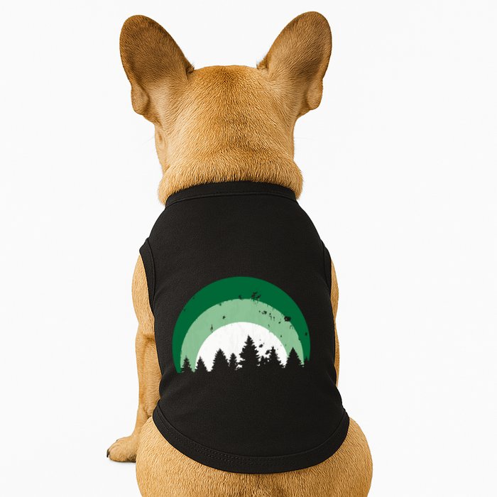 Forest Of Evergreen Tree Silhouette Distressed Trees Lover Doggie Tank
