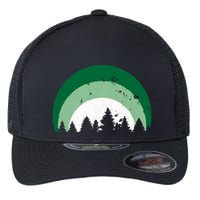 Forest Of Evergreen Tree Silhouette Distressed Trees Lover Flexfit Unipanel Trucker Cap