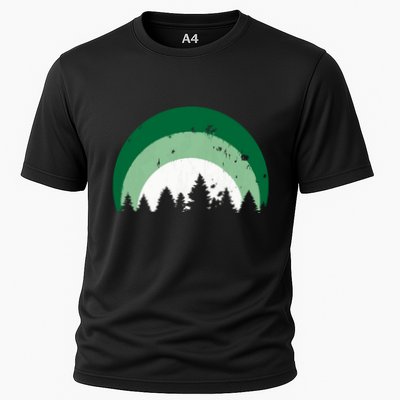 Forest Of Evergreen Tree Silhouette Distressed Trees Lover Performance Shirt