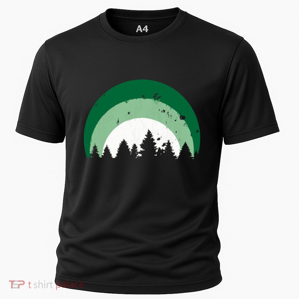 Forest Of Evergreen Tree Silhouette Distressed Trees Lover Performance Shirt