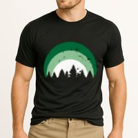 Forest Of Evergreen Tree Silhouette Distressed Trees Lover Performance Shirt