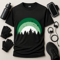 Forest Of Evergreen Tree Silhouette Distressed Trees Lover Performance Shirt
