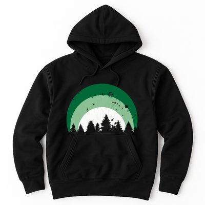 Forest Of Evergreen Tree Silhouette Distressed Trees Lover Hoodie