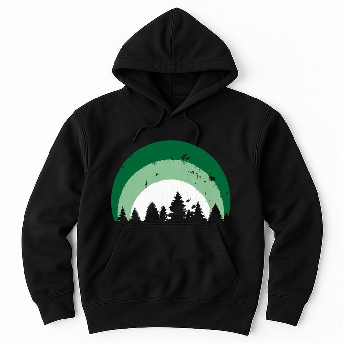Forest Of Evergreen Tree Silhouette Distressed Trees Lover Hoodie