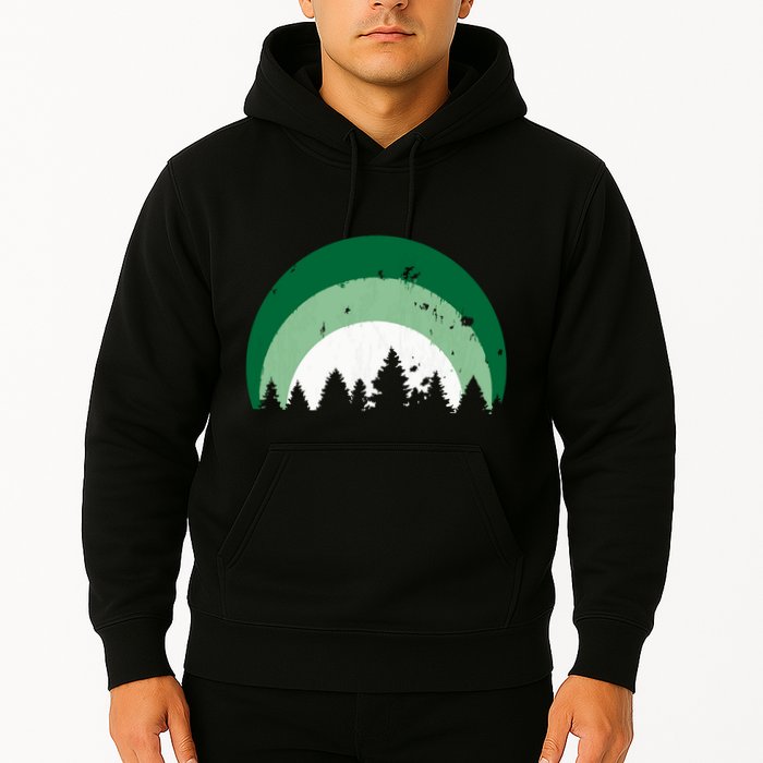 Forest Of Evergreen Tree Silhouette Distressed Trees Lover Hoodie