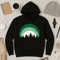 Forest Of Evergreen Tree Silhouette Distressed Trees Lover Hoodie