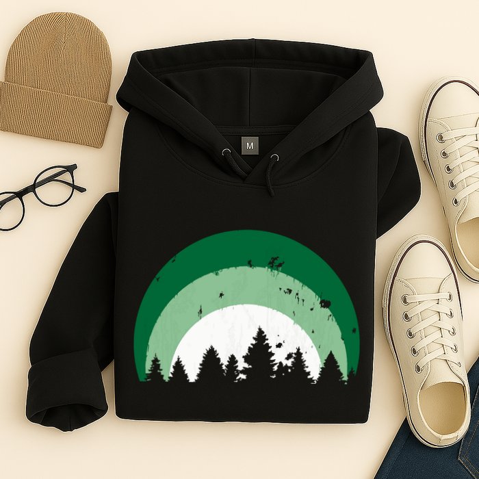 Forest Of Evergreen Tree Silhouette Distressed Trees Lover Hoodie