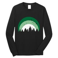 Forest Of Evergreen Tree Silhouette Distressed Trees Lover Long Sleeve Shirt