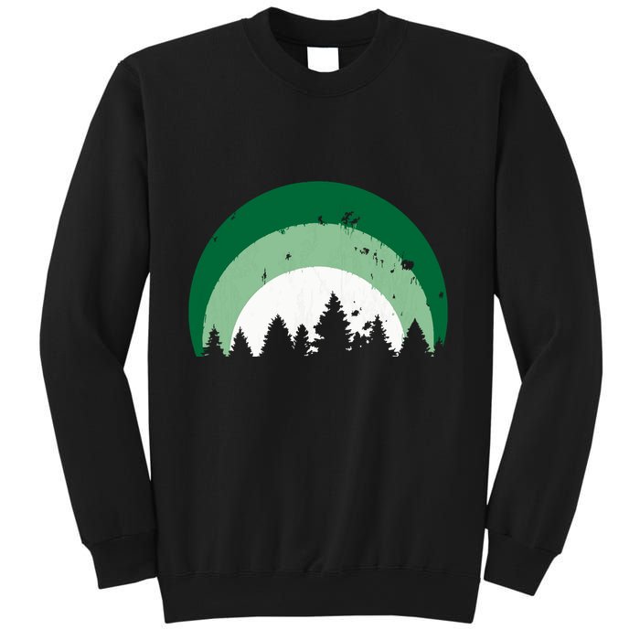 Forest Of Evergreen Tree Silhouette Distressed Trees Lover Sweatshirt