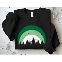 Forest Of Evergreen Tree Silhouette Distressed Trees Lover Sweatshirt