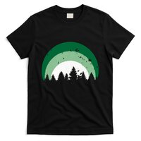 Forest Of Evergreen Tree Silhouette Distressed Trees Lover T-Shirt