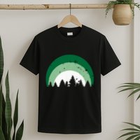 Forest Of Evergreen Tree Silhouette Distressed Trees Lover T-Shirt