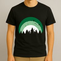 Forest Of Evergreen Tree Silhouette Distressed Trees Lover T-Shirt