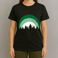 Forest Of Evergreen Tree Silhouette Distressed Trees Lover T-Shirt