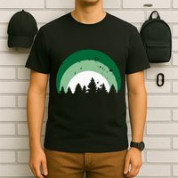 Forest Of Evergreen Tree Silhouette Distressed Trees Lover T-Shirt
