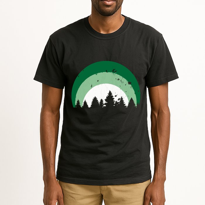 Forest Of Evergreen Tree Silhouette Distressed Trees Lover Tall T-Shirt