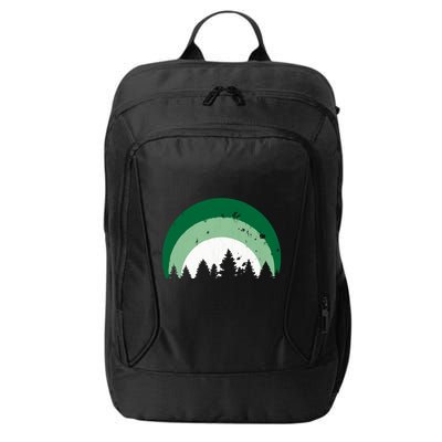 Forest Of Evergreen Tree Silhouette Distressed Trees Lover City Backpack