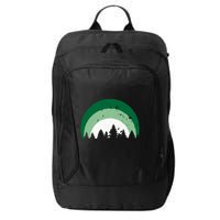 Forest Of Evergreen Tree Silhouette Distressed Trees Lover City Backpack