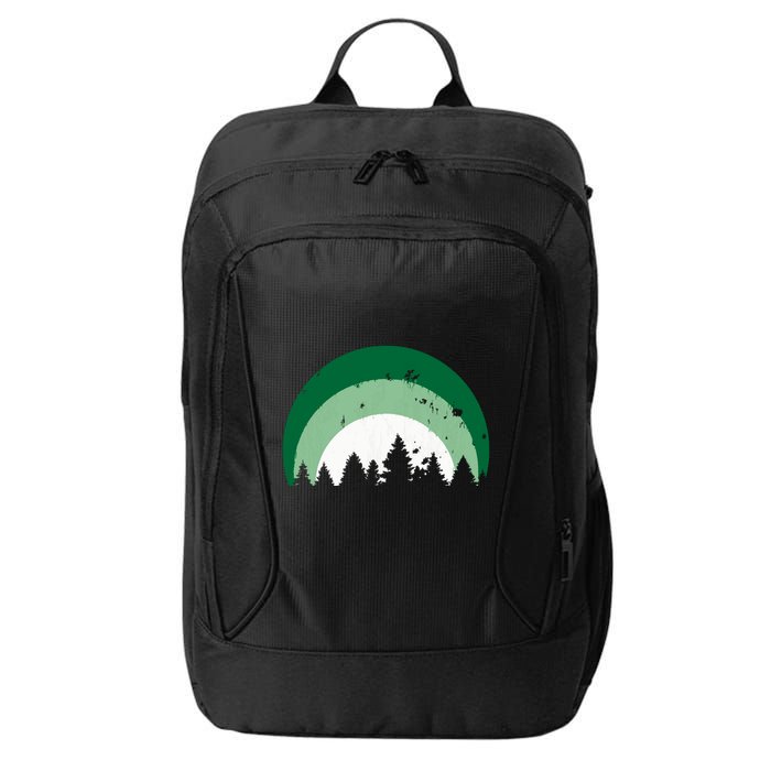 Forest Of Evergreen Tree Silhouette Distressed Trees Lover City Backpack